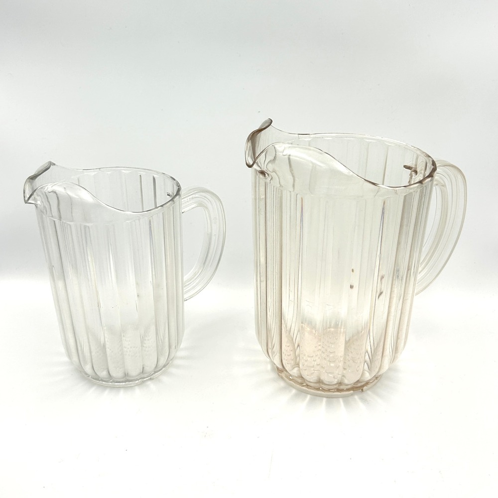 Vintage‎ Rubbermaid Bouncer Pitcher Set Clear Fluted 60oz 32oz Outdoor Patio